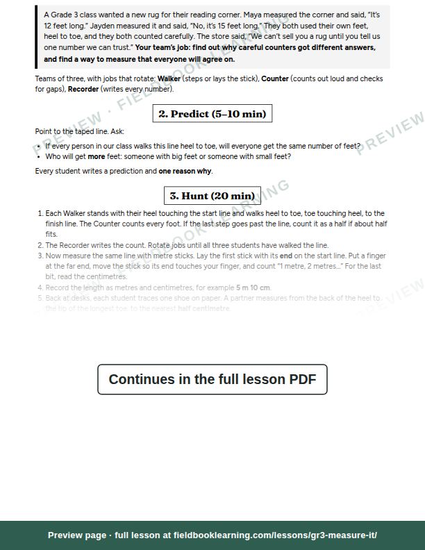 Inside: the lesson steps: Whose foot is the right ruler?