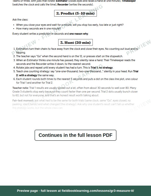 Inside: the lesson steps: How long is a minute, really?