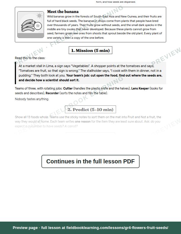 Inside: the lesson steps: Is a tomato a fruit?