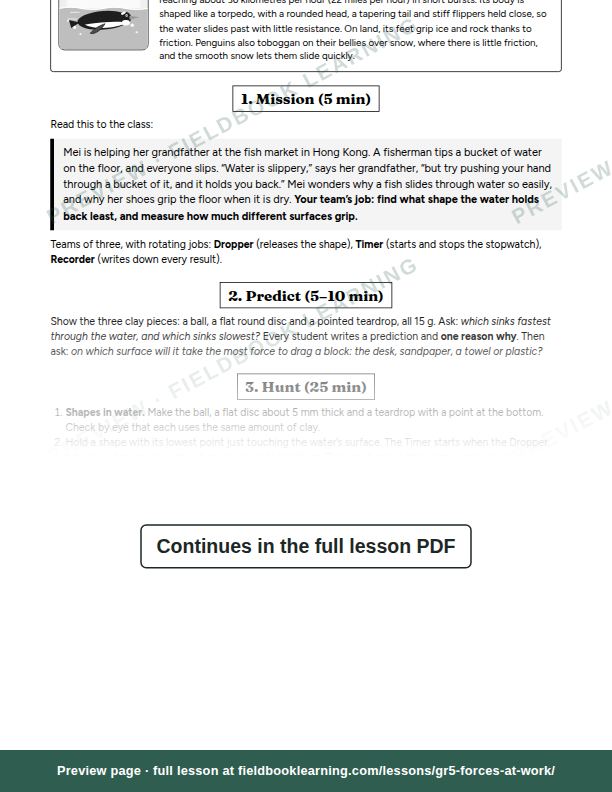 Inside: the lesson steps: What pushes back on a moving thing?