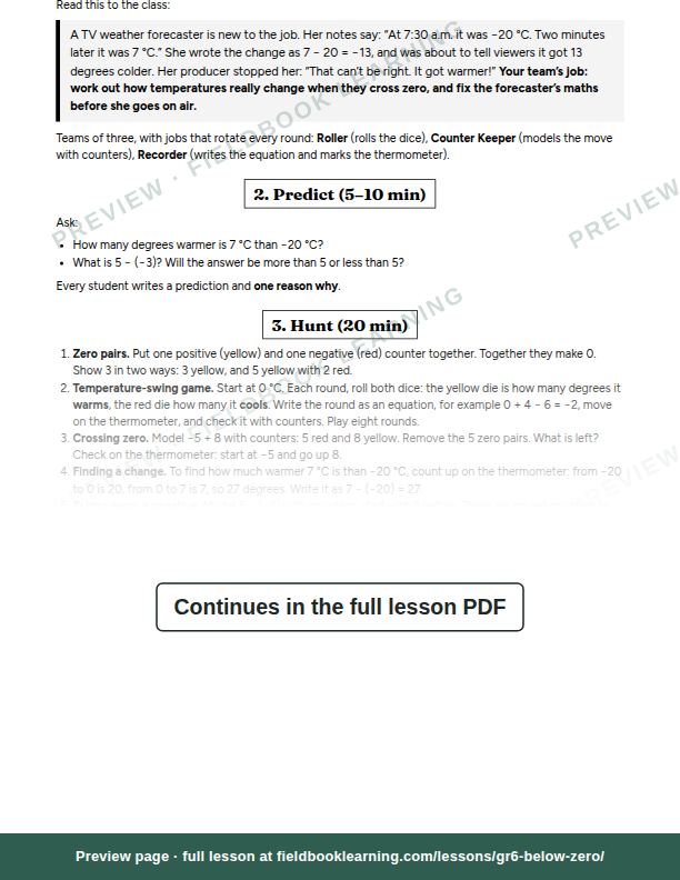 Inside: the lesson steps: How much did the temperature change?