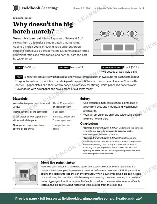 First page of the Why doesn't the big batch match? teacher guide