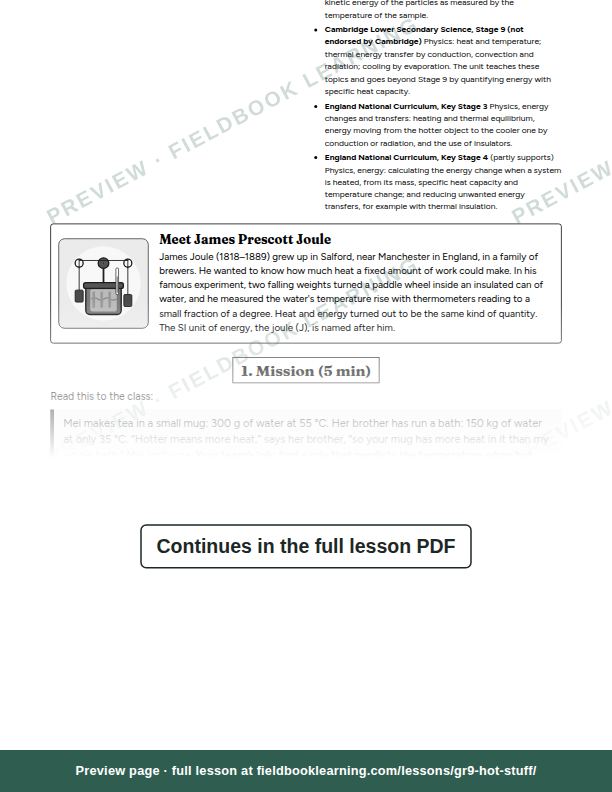 Inside: the lesson steps: Does hotter always mean more heat?