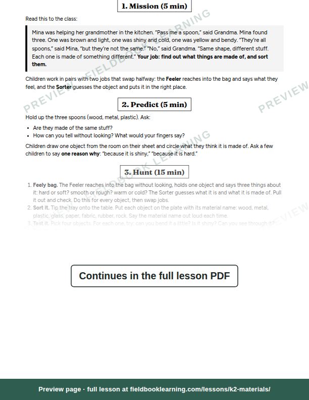 Inside: the lesson steps: What is it made of?