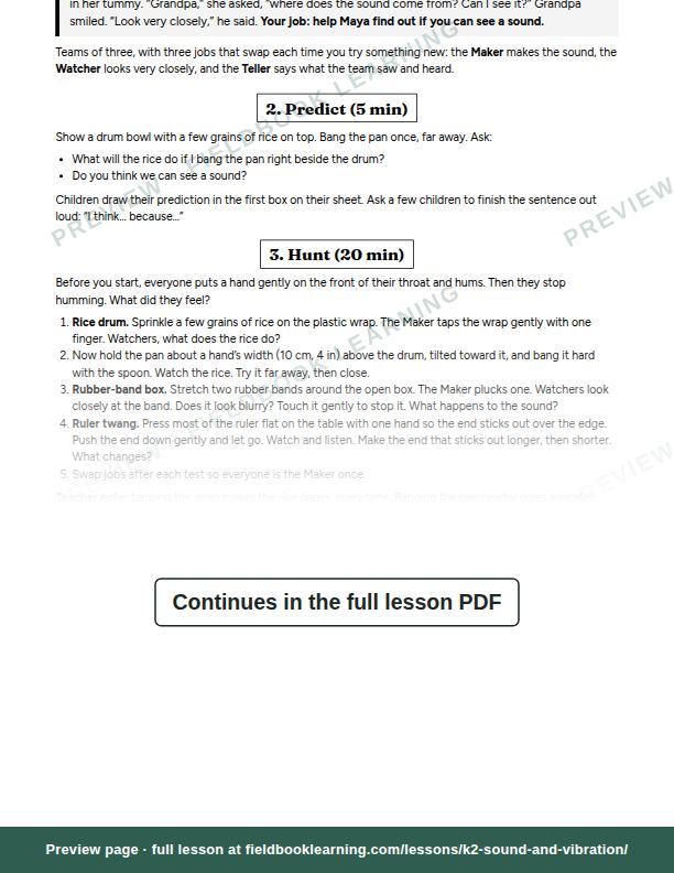 Inside: the lesson steps: Can you see a sound?