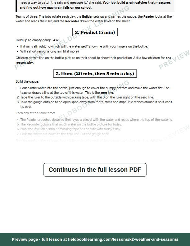 Inside: the lesson steps: How much rain fell?