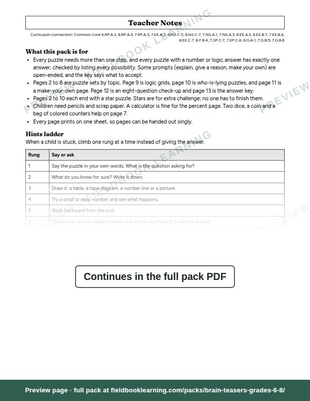 Page: Teacher Notes