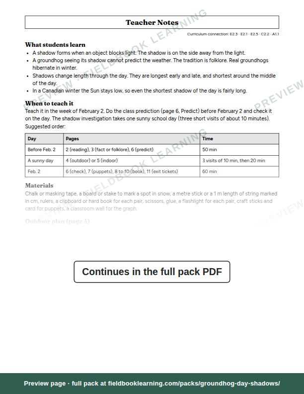 Page: Teacher Notes
