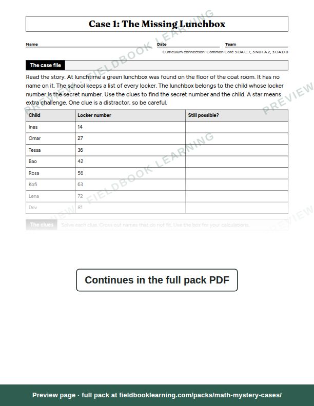 Page: Case 1: The Missing Lunchbox