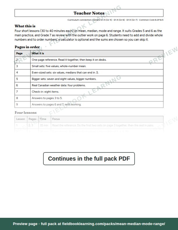 Page: Teacher Notes