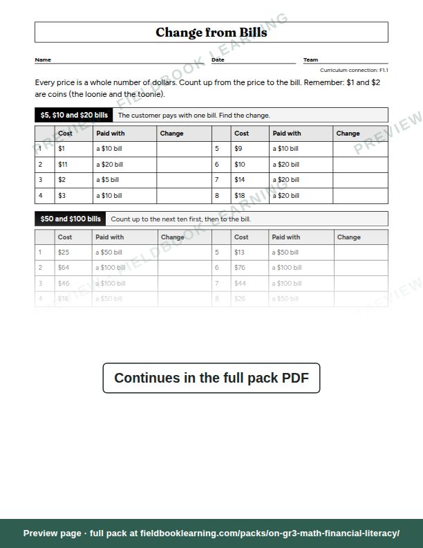 Page: Change from Bills