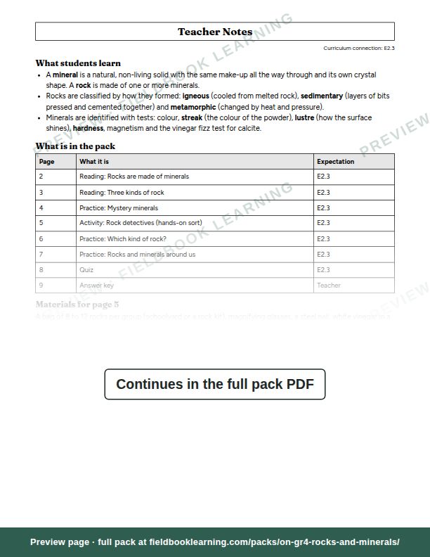 Page: Teacher Notes