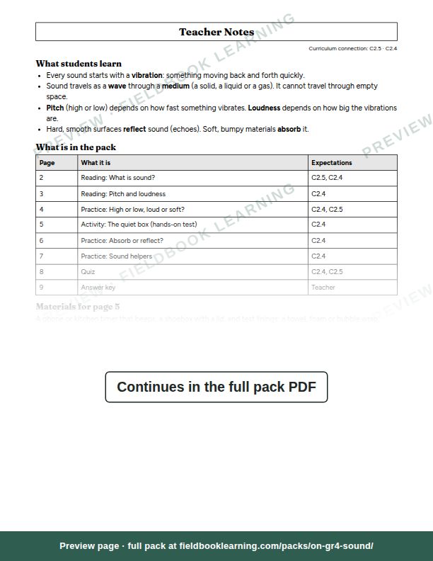 Page: Teacher Notes