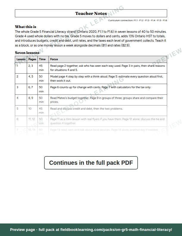 Page: Teacher Notes