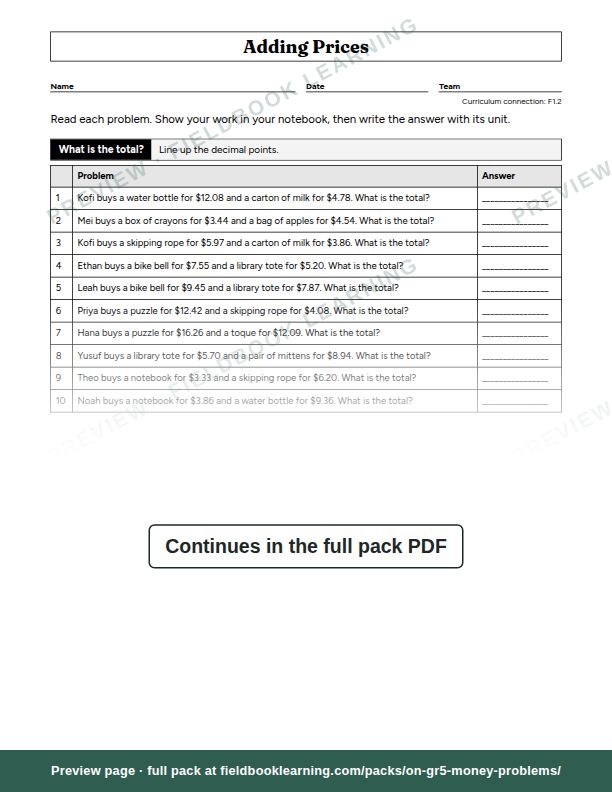 Page: Adding Prices
